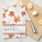 Blätter für Herbstmaple und Terracotta Streifen na Geschirrtuch (Viertel Falte)