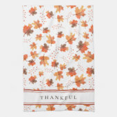 Blätter für Herbstmaple und Terracotta Streifen na Geschirrtuch (Vertikal)