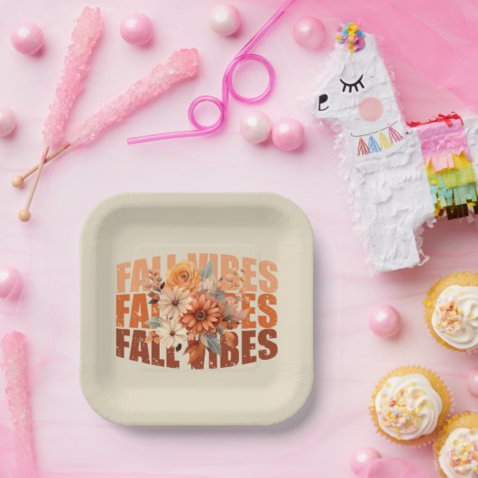 Blätter für Herbstvibes Aquarell-Wildblumen Pappteller (Party)