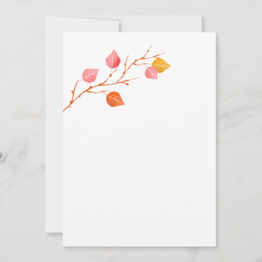 Blätter für Herbstzweige zur Hochzeit im Herbst Einladung (Rückseite)