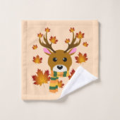 Blätter für Hirschkapelle im Herbst Badhandtuch Set (Waschlappen)