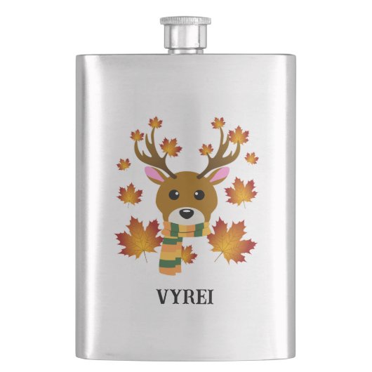 Blätter für Hirschkapelle im Herbst Flachmann (Vorderseite)