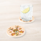 Blätter für Hirschkapelle im Herbst Getränkeuntersetzer (Seite)