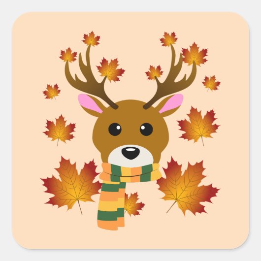 Blätter für Hirschkapelle im Herbst Quadratischer Aufkleber (Vorderseite)