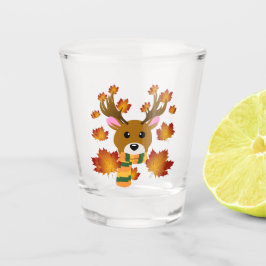 Blätter für Hirschkapelle im Herbst Schnapsglas