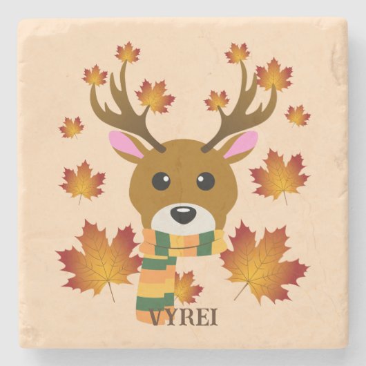 Blätter für Hirschkapelle im Herbst Steinuntersetzer (Vorderseite)