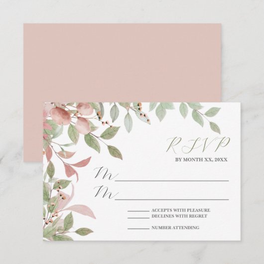 Blätter für Hochzeiten RSVP Karte (Vorne/Hinten)