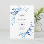 Blätter für Hochzeiten von Aquarellfarben Einladung (Stehend Vorderseite)