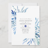 Blätter für Hochzeiten von Aquarellfarben Einladung (Vorderseite)