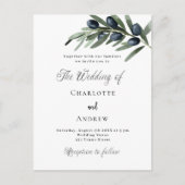 Blätter für Hochzeitsgrün Einladungspostkarte (Vorderseite)