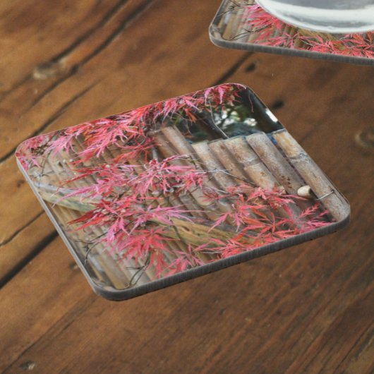 Blätter für japanische Maple und Bambuszaun Getränkeuntersetzer