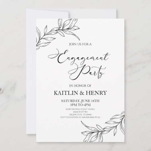 Blätter für Minimalistische Zweigstellen mit minim Einladung (Vorderseite)