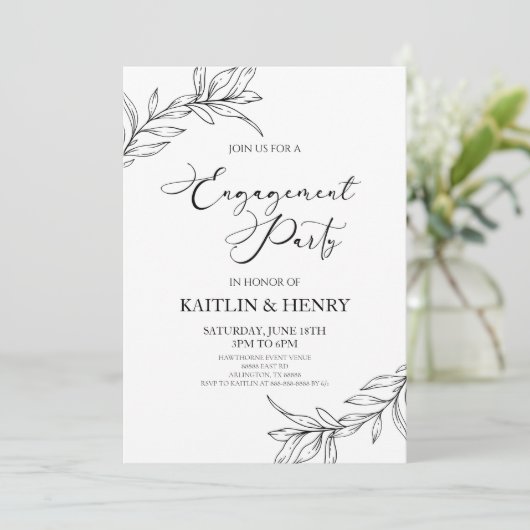 Blätter für Minimalistische Zweigstellen mit minim Einladung (Stehend Vorderseite)