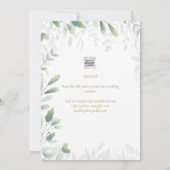 Blätter für moderne Grünpflanzen Hochzeitsstichtag Einladung (Rückseite)