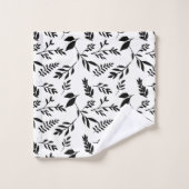 Blätter für moderne Schwarz-Weiß-Botanicals | Badhandtuch Set (Waschlappen)