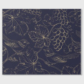 Blätter für Navy- und Goldbeeren Geschenkpapier (Flach)