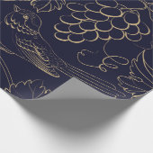 Blätter für Navy- und Goldbeeren Geschenkpapier (Ecke)