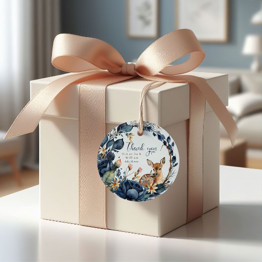 Blätter für niedliches Waldland Deer Blue Blumen Geschenkanhänger