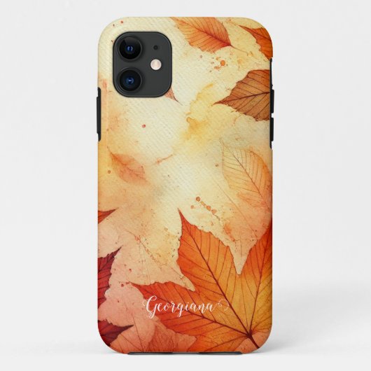 Blätter für personalisiert warme Wasserfarben Case-Mate iPhone Hülle (Rückseite)