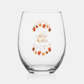 Blätter für personalisierte Hochzeit im Herbst Weinglas Ohne Stiel (Vorderseite)
