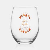 Blätter für personalisierte Hochzeit im Herbst Weinglas Ohne Stiel (Rückseite)