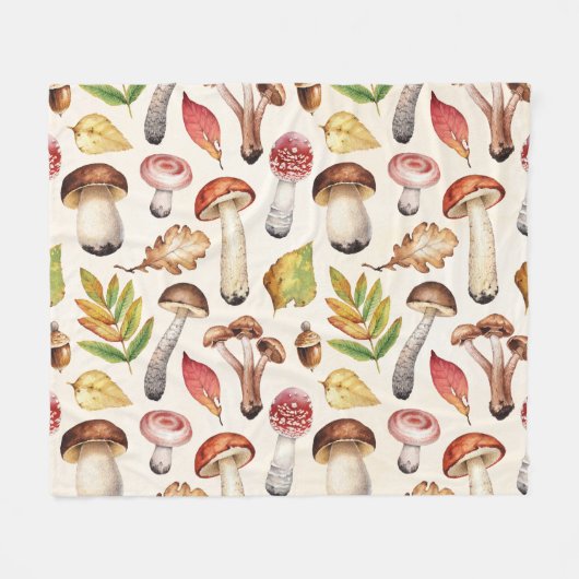 Blätter für Pilze: Illustrationsmuster für Wasserf Fleecedecke (Vorderseite (Horizontal))