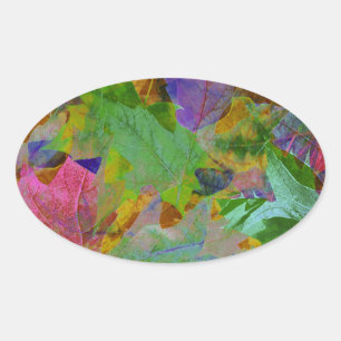 Blätter für Regenbogen im Hintergrund Ovaler Aufkleber