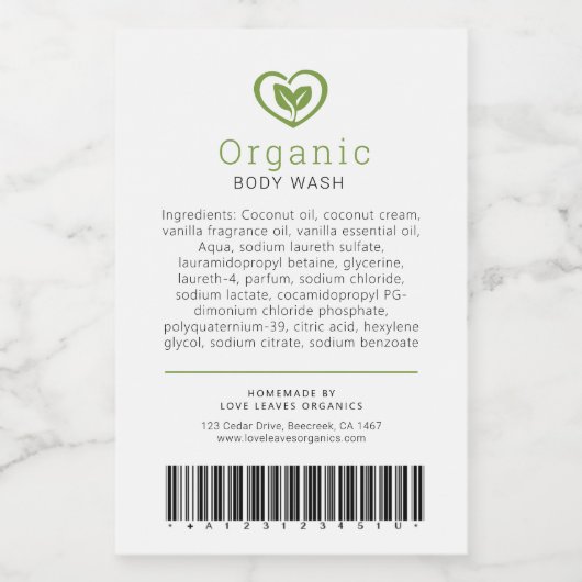 Blätter für Schönheitsstoffe und Strichcode Weinetikett (Einzelnes Label)