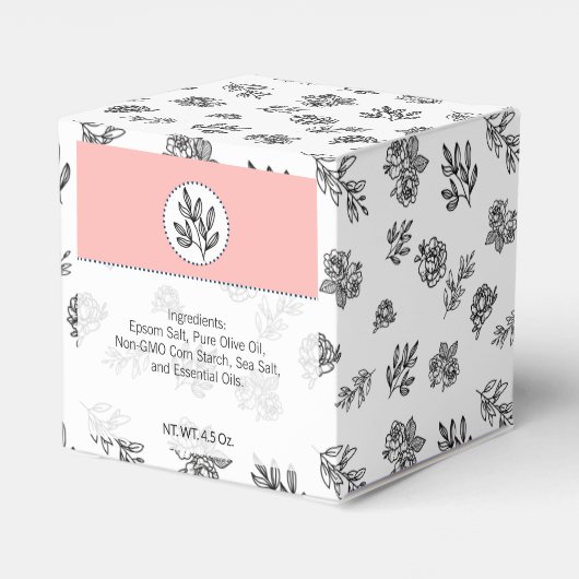 Blätter für Schwarz und Weiß, Art Bath Bomb Box Geschenkschachtel (Rückseite)