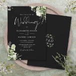 Blätter für Schwarz-Weiß-Grün-Monogramm-Hochzeit Einladung<br><div class="desc">Dieses elegante botanische Grün verlasse die Einladung zur Hochzeit kann mit Ihren Informationen in chic Typografie personalisiert werden mit Ihren Monogramm Initialen auf der Rückseite. Entwickelt von Thisisnotme©</div>