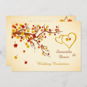 Blätter für selbstgebackene Ahorn, Herz Einladung  (Vorne/Hinten)