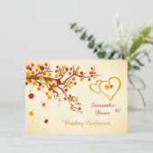 Blätter für selbstgebackene Ahorn, Herz Einladung  (Stehend Vorderseite)