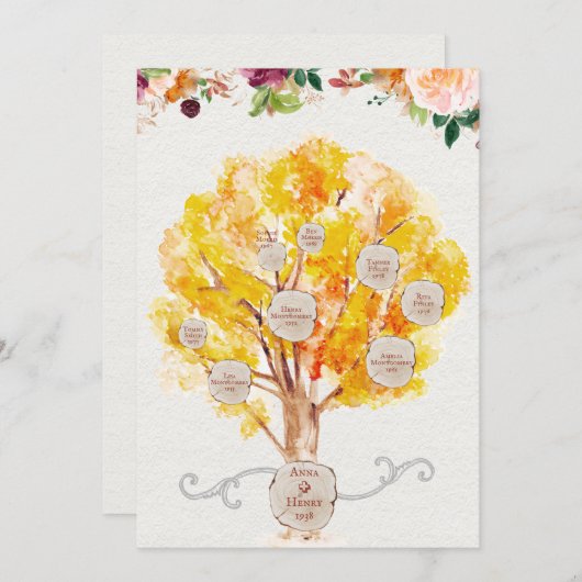 Blätter für Stammbaumaple Genealogische Herkunft Dankeskarte (Vorne/Hinten)