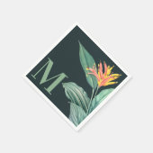 Blätter für tropische Blume auf dunkelgrünen Aquam Serviette (Ecke)