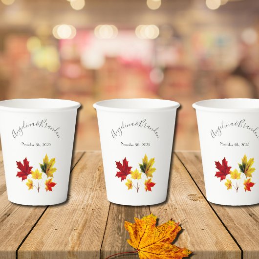 Blätter für Vintage Ahorn - Hochzeit Pappbecher