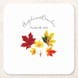 Blätter für Vintage Ahorn - Hochzeit Rechteckiger Pappuntersetzer