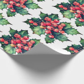 Blätter für Vintage Aquarellbeeren Geschenkpapier (Ecke)