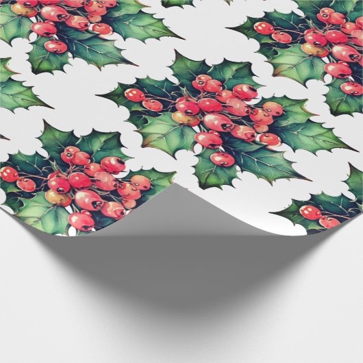 Blätter für Vintage Aquarellbeeren Geschenkpapier (Ecke)