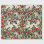 Blätter für Vintage Aquarellbeeren Geschenkpapier (Flach)