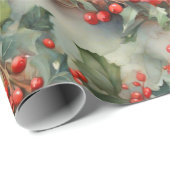 Blätter für Vintage Aquarellbeeren Geschenkpapier (Rolleneckpunkt)