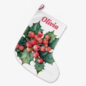 Blätter für Vintage Aquarellbeeren Großer Weihnachtsstrumpf (Vorderansicht (hängend))