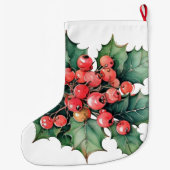 Blätter für Vintage Aquarellbeeren Großer Weihnachtsstrumpf (Rückseite)