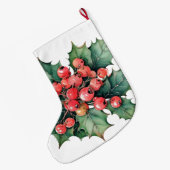 Blätter für Vintage Aquarellbeeren Großer Weihnachtsstrumpf (Rückseite (Hängend))