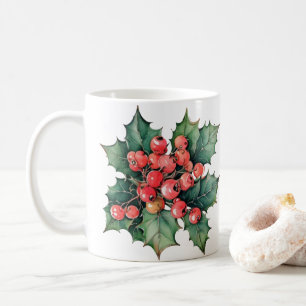 Blätter für Vintage Aquarellbeeren Kaffeetasse