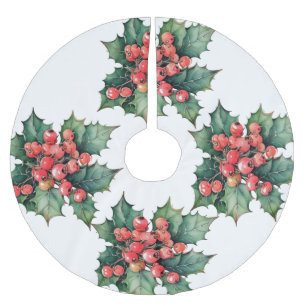 Blätter für Vintage Aquarellbeeren Polyester Weihnachtsbaumdecke