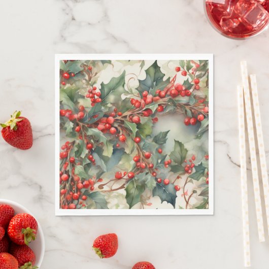 Blätter für Vintage Aquarellbeeren Serviette (Beispiel)