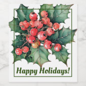 Blätter für Vintage Aquarellbeeren Weinetikett (Einzelnes Label)