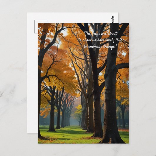 Blätter für Waldbäume im Herbst - Zitate Postkarte (Vorne/Hinten)