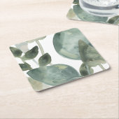 Blätter für Wasser - Aquarell Rechteckiger Pappuntersetzer (angewinkelt)