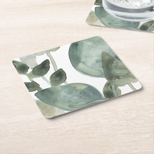 Blätter für Wasser - Aquarell Rechteckiger Pappuntersetzer (angewinkelt)